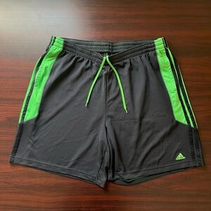 Adidas Athletic Shorts Climalite Men's Black Lime Green Size XL